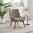 Linon Cruz Upholstered Tufted Accent Chair Wood Legs in Gray Fabric