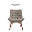 Linon Cruz Upholstered Tufted Accent Chair Wood Legs in Gray Fabric