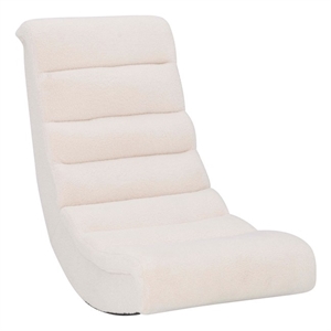 Linon Grayson Wood Sherpa Upholstered Game Rocking Chair in Cream