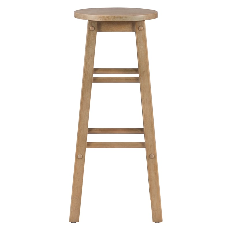 Linon Sims Wood Round Bar Stool in Washed Gray