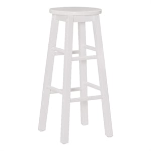 Linon Sims Classic Round 29&quot Backless Bar Stool in White Rubberwood