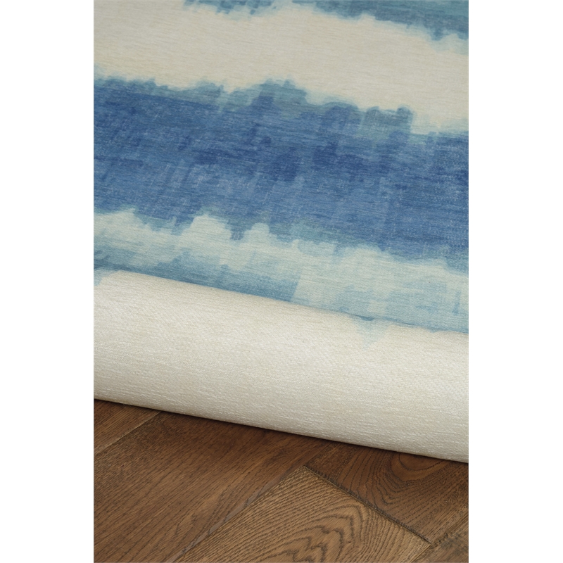 Linon Indoor Outdoor Machine Washable Beck Accent 2'x3' Rug in Ivory and Blue