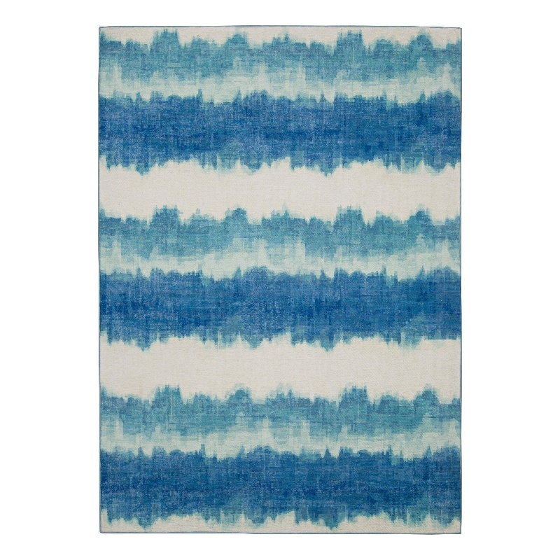 Linon Indoor Outdoor Machine Washable Beck Accent 2'x3' Rug in Ivory and Blue
