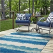 Linon Indoor Outdoor Machine Washable Beck Area 5'x7' Rug in Ivory and Blue