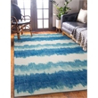 Linon Indoor Outdoor Machine Washable Beck Area 5'x7' Rug in Ivory and Blue
