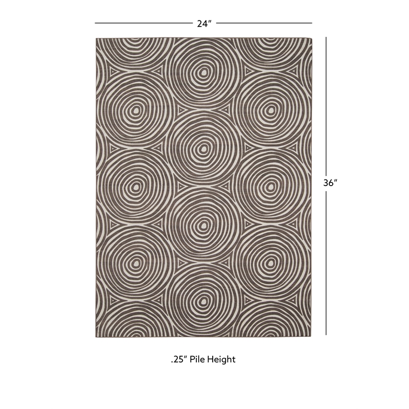 Linon Indoor Outdoor Machine Washable Dana Accent 2'x3' Rug in Ivory and Brown