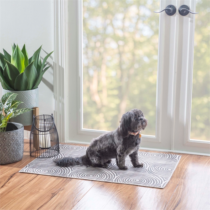 Linon Indoor Outdoor Machine Washable Dana Accent 2'x3' Rug in Ivory and Brown