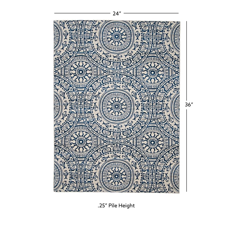 Linon Indoor Outdoor Machine Washable Doria Accent 2'x3' Rug in Smoke Gray