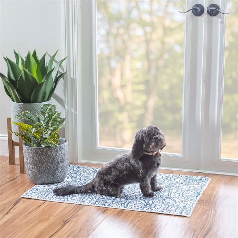 Linon Indoor Outdoor Machine Washable Doria Accent 2'x3' Rug in Smoke Gray