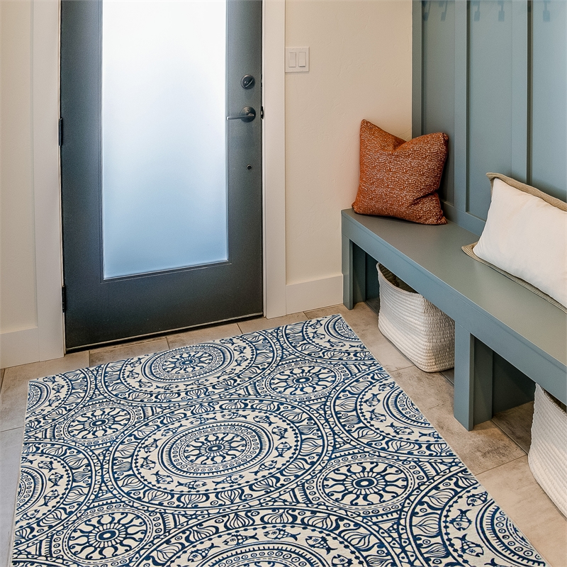 Linon Indoor Outdoor Machine Washable Doria Accent 3'x5' Rug in Smoke Gray