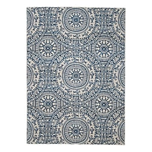 Linon Indoor Outdoor Machine Washable Doria Area 5'x7' Rug in Smoke Gray