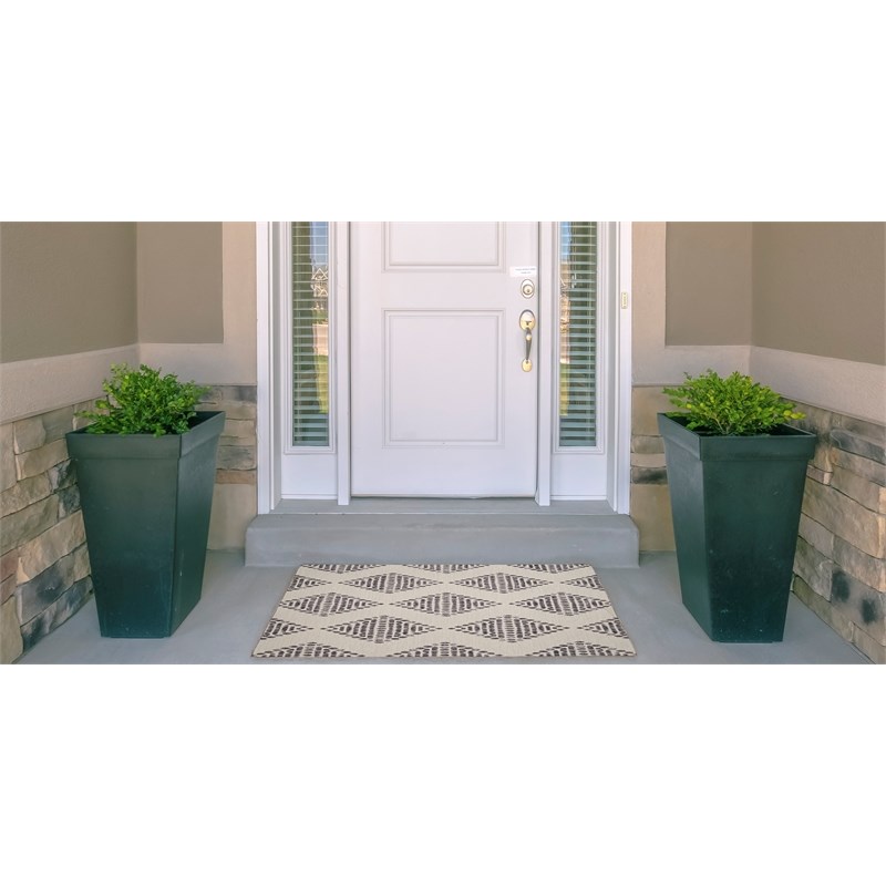 Linon Indoor Outdoor Machine Washable Ezili Accent 2'x3' Rug in Ivory