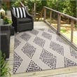 Linon Indoor Outdoor Machine Washable Ezili Area 5'x7' Rug in Ivory and Brown