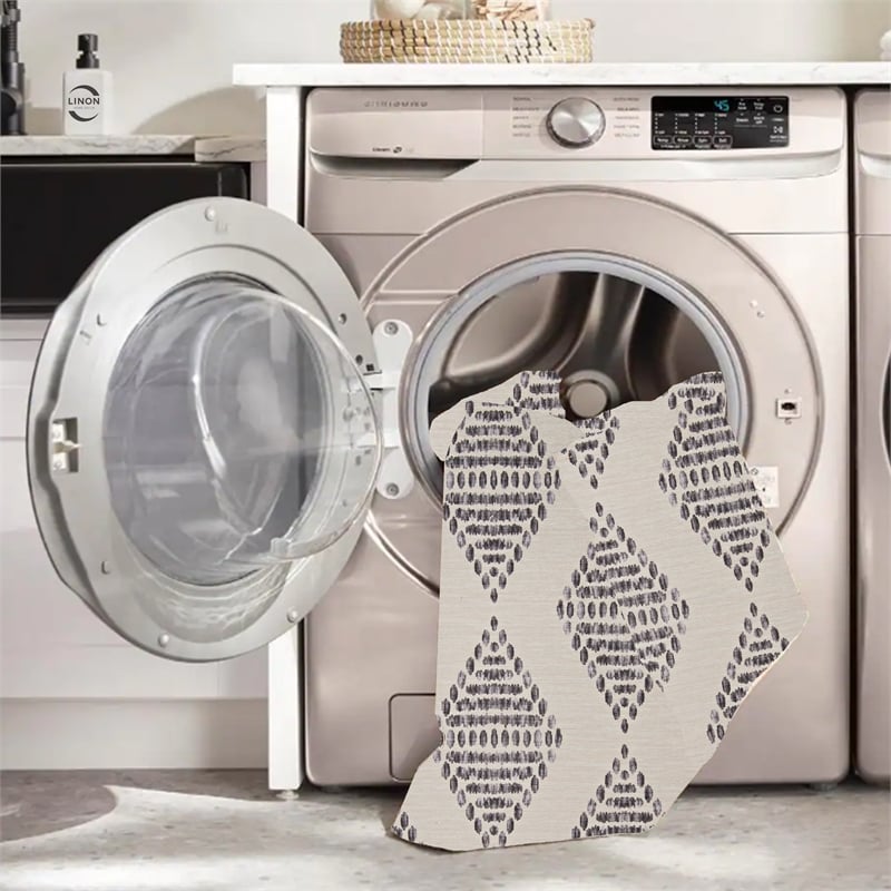 Linon Indoor Outdoor Machine Washable Ezili Area 5'x7' Rug in Ivory and Brown