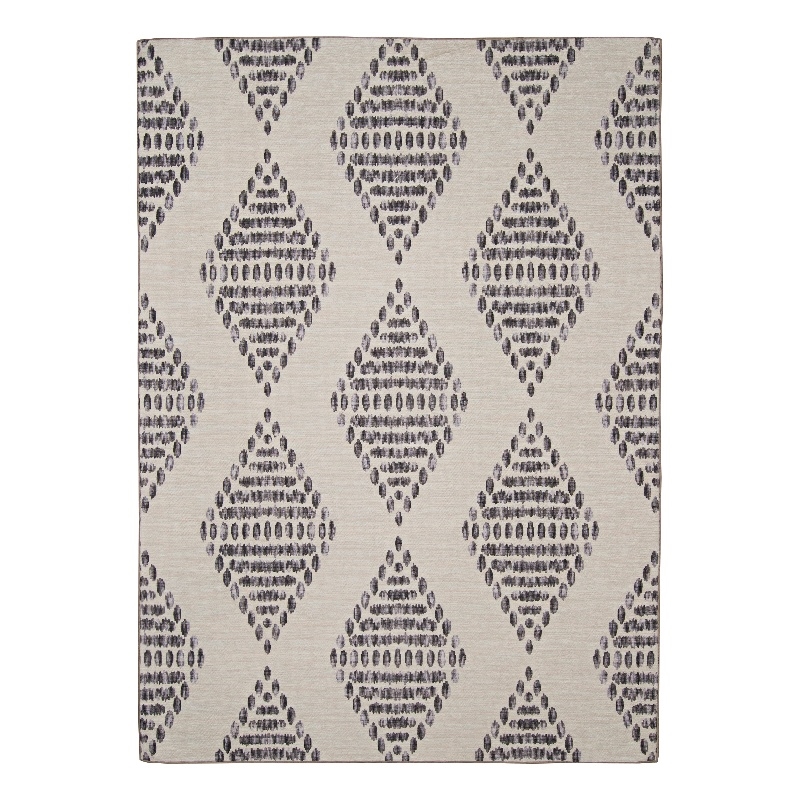 Linon Indoor Outdoor Machine Washable Ezili Area 5'x7' Rug in Ivory and Brown