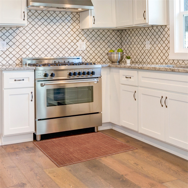 Linon Indoor Outdoor Machine Washable Hama Accent 2'x3' Rug in Orange