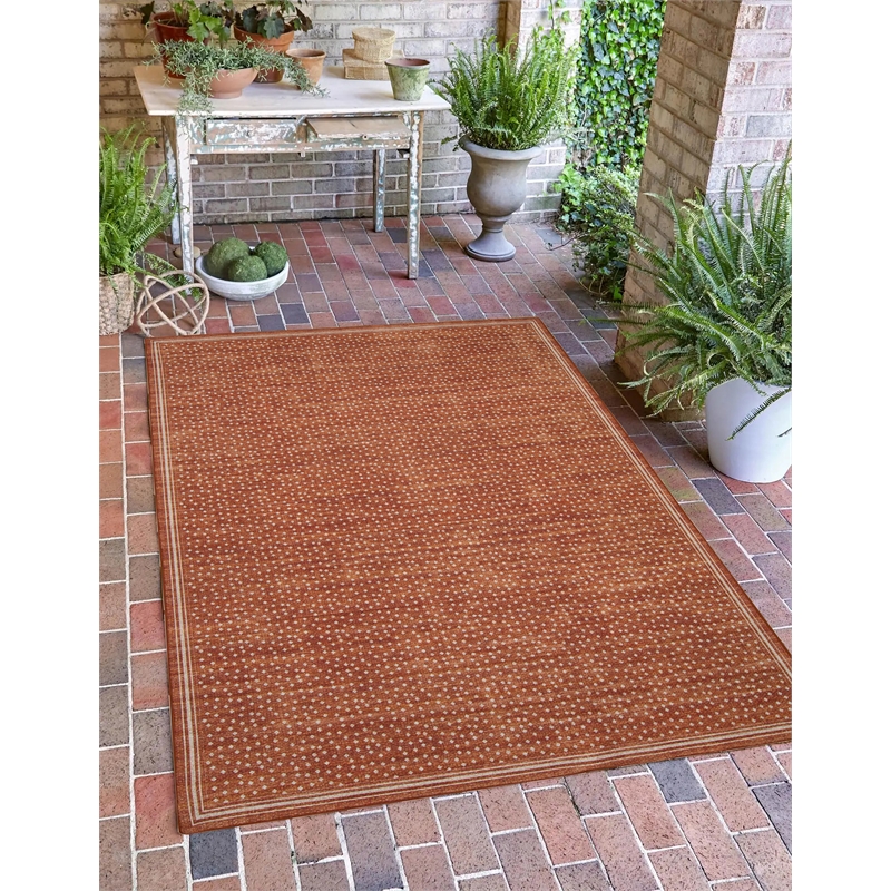 Linon Indoor Outdoor Machine Washable Hama Accent 3'x5' Rug in Orange