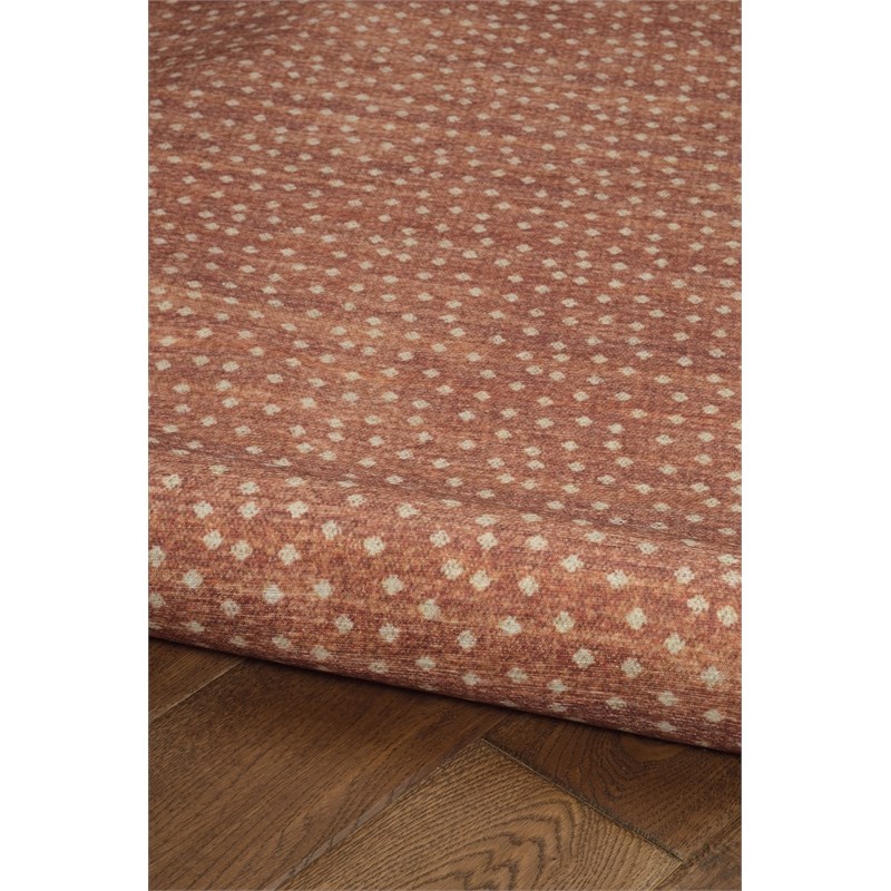 Linon Indoor Outdoor Machine Washable Hama Area 5'x7' Rug in Orange and Ivory