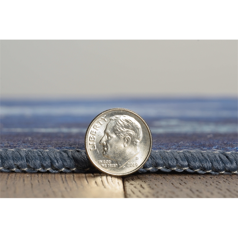 Linon Indoor Outdoor Machine Washable Bondi Polyester Area 5'x7' Rug in Blue