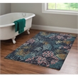 Linon Indoor Outdoor Machine Washable Myrtle Accent 3'x5' Rug in Navy and Gold