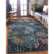 Linon Indoor Outdoor Machine Washable Myrtle Area 5'x7' Rug in Navy and Gold