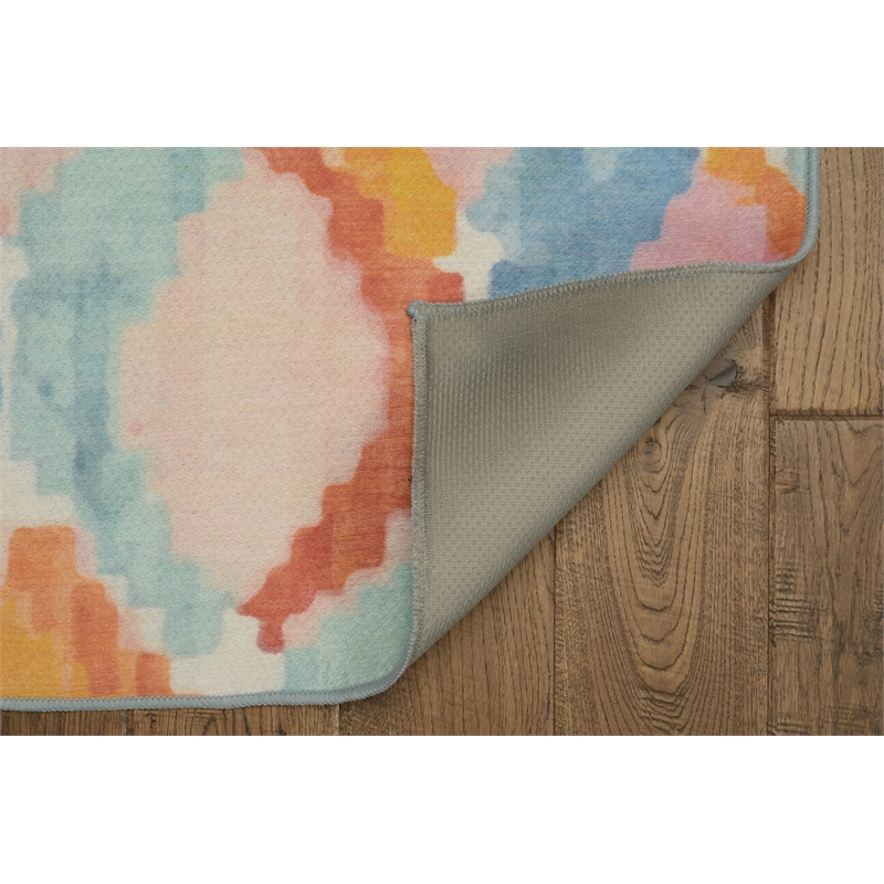 Linon Indoor Outdoor Machine Washable Grove Accent 2'x3' Rug in Aqua Blue