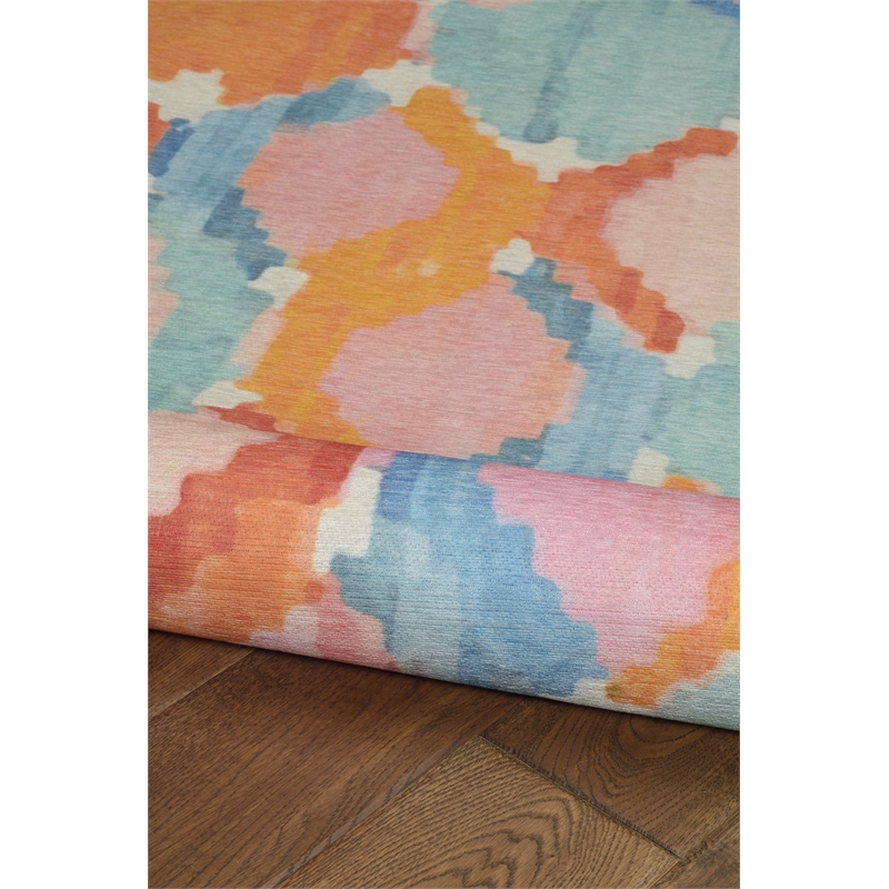 Linon Indoor Outdoor Machine Washable Grove Accent 2'x3' Rug in Aqua Blue