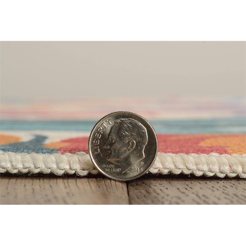 Linon Indoor Outdoor Machine Washable Marin Polyester Accent 3'x5' Rug in Ivory