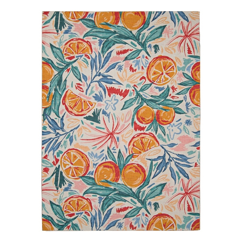 Linon Indoor Outdoor Machine Washable Marin Polyester Accent 3'x5' Rug in Ivory