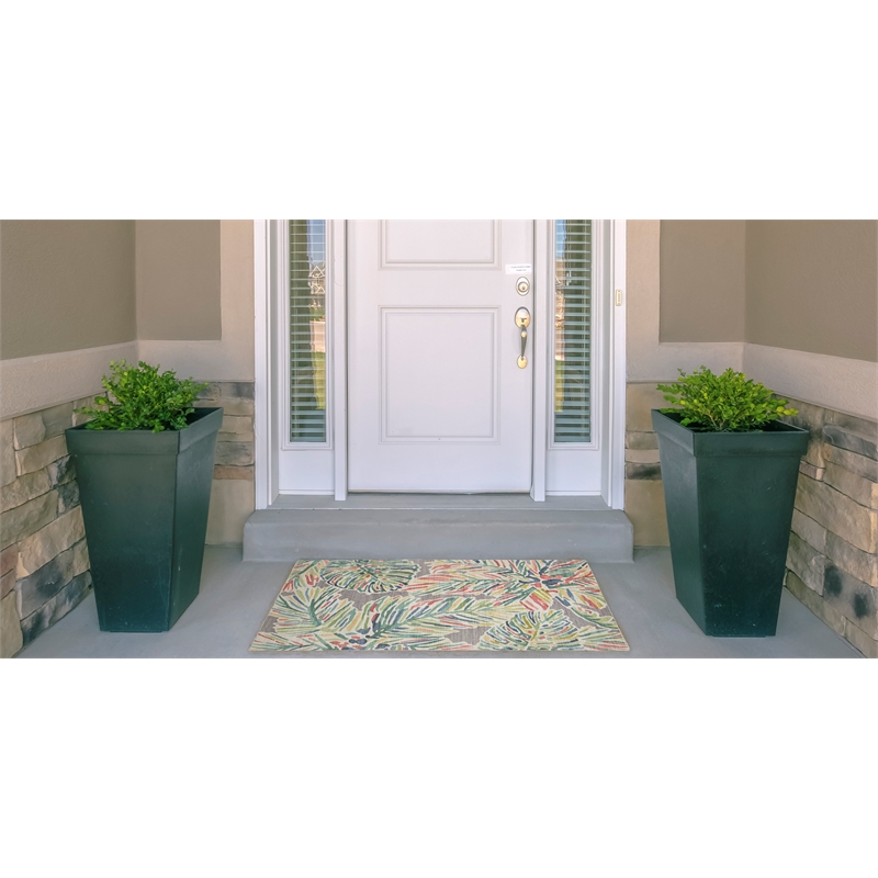 Linon Indoor Outdoor Machine Washable Lana Accent 2'x3' Rug in Gray and Green