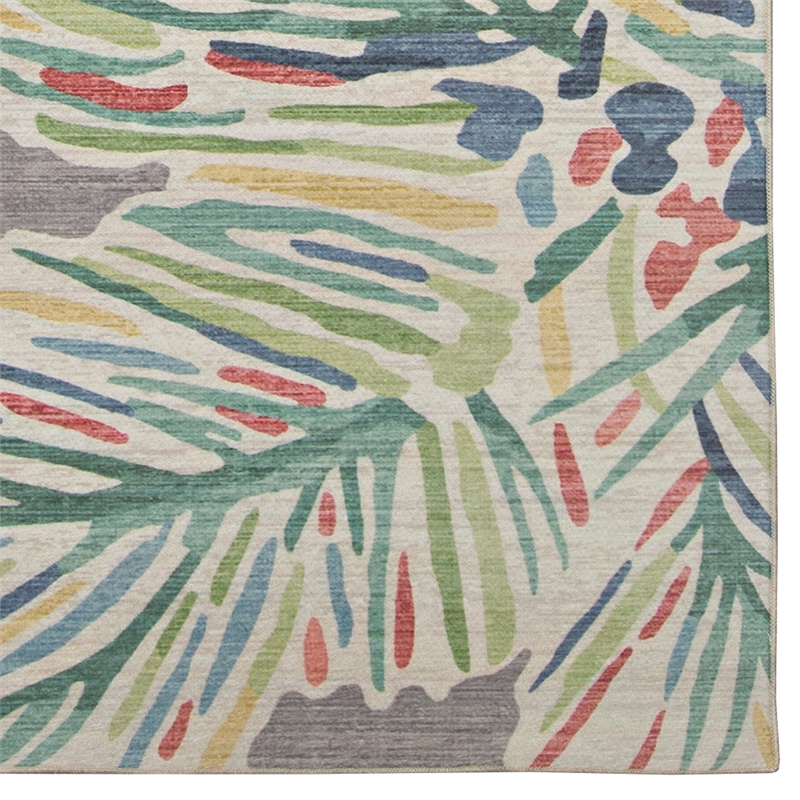 Linon Indoor Outdoor Machine Washable Lana Accent 2'x3' Rug in Gray and Green