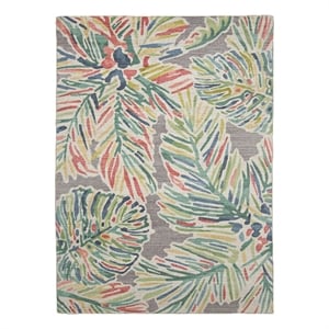 Linon Indoor Outdoor Machine Washable Lana Accent 3'x5' Rug in Gray and Green