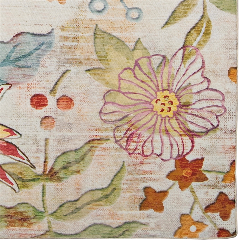 Linon Indoor Outdoor Machine Washable Ridley Polyester Accent 2'x3' Rug in Ivory