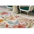 Linon Indoor Outdoor Machine Washable Ridley Area 5'x7' Rug in Ivory and Pink