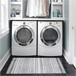 Linon Indoor Outdoor Machine Washable Skip Accent 2'x3' Rug in Ivory and Blue