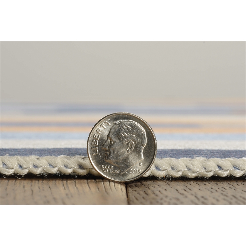 Linon Indoor Outdoor Machine Washable Bali Accent 2'x3' Rug in Ivory and Blue