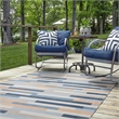 Linon Indoor Outdoor Machine Washable Bali Area 5'x7' Rug in Ivory and Blue