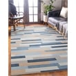 Linon Indoor Outdoor Machine Washable Bali Area 5'x7' Rug in Ivory and Blue
