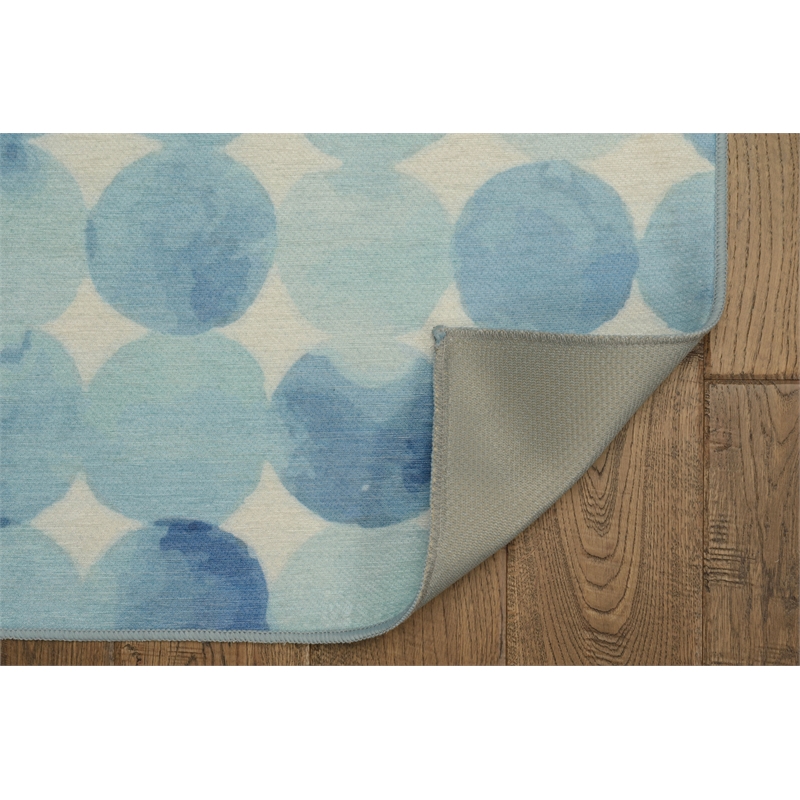Linon Indoor Outdoor Machine Washable Cayman Polyester Accent 2'x3' Rug in Blue