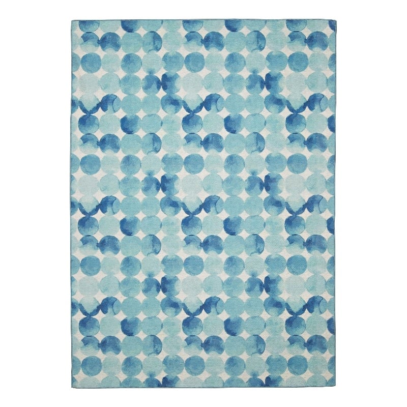 Linon Indoor Outdoor Machine Washable Cayman Polyester Accent 2'x3' Rug in Blue