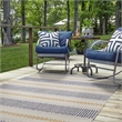 Linon Indoor Outdoor Machine Washable Alfie Area 5'x7' Rug in Ivory and Blue