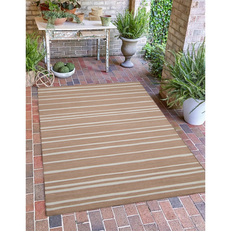 Linon Indoor Outdoor Machine Washable Sydney Accent 3'x5' Rug in Tan and Ivory
