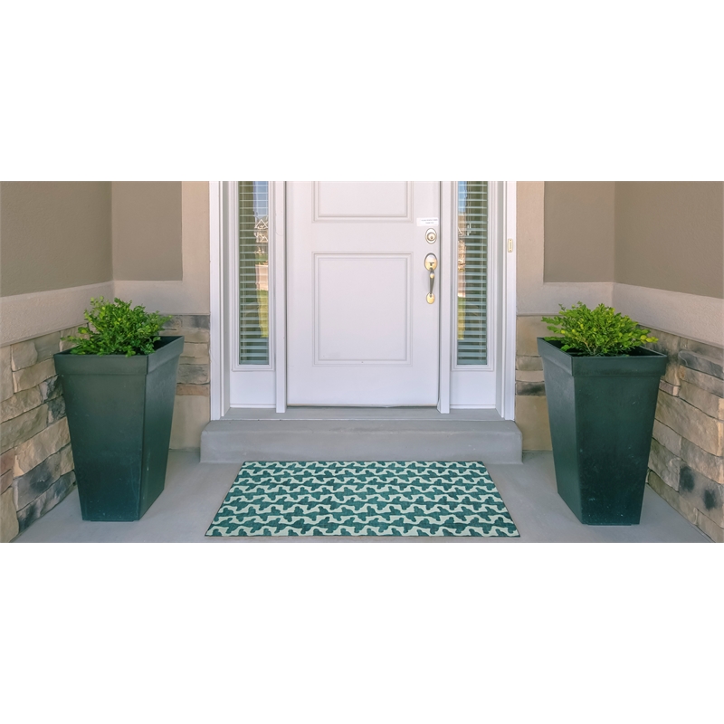 Linon Indoor Outdoor Machine Washable Montane Accent 2'x3' Rug in Aqua Blue