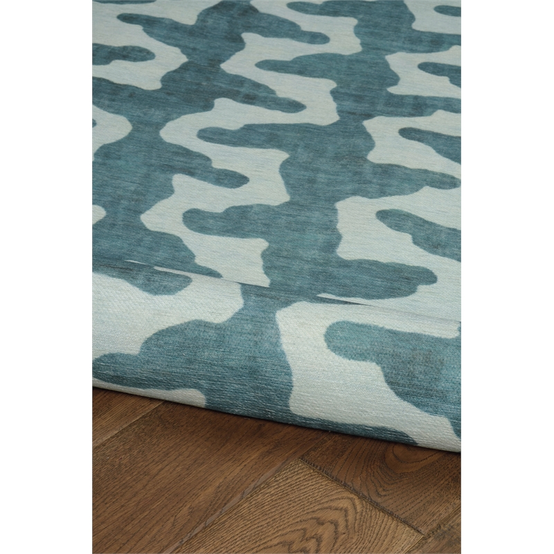 Linon Indoor Outdoor Machine Washable Montane Accent 2'x3' Rug in Aqua Blue