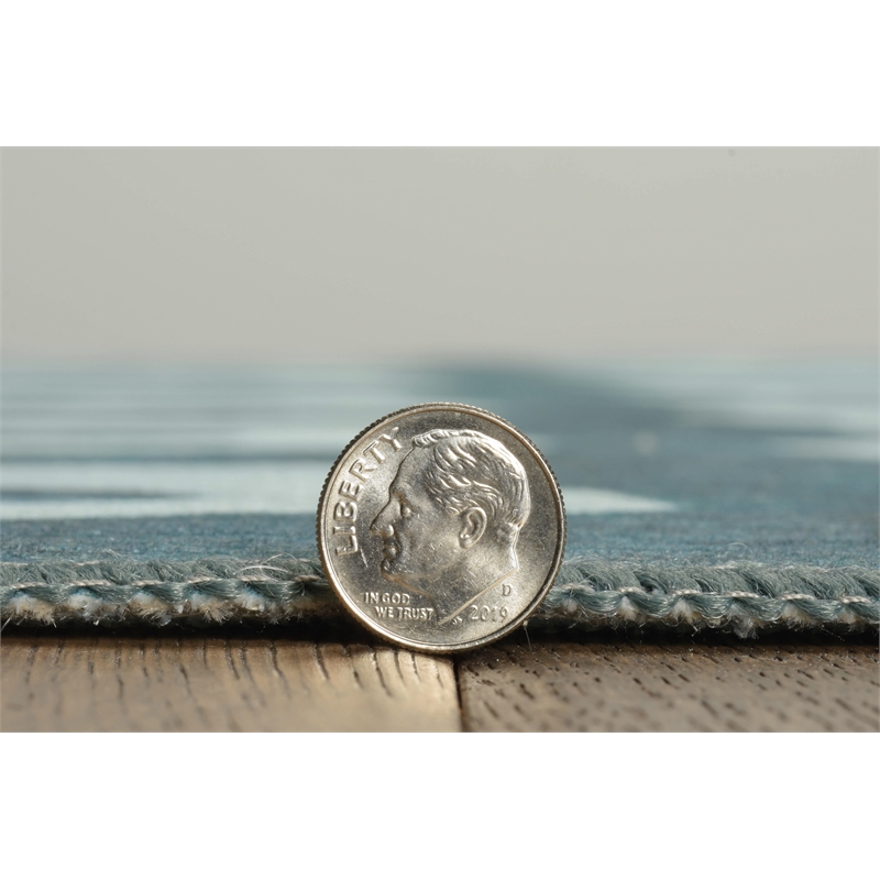 Linon Indoor Outdoor Machine Washable Montane Accent 2'x3' Rug in Aqua Blue