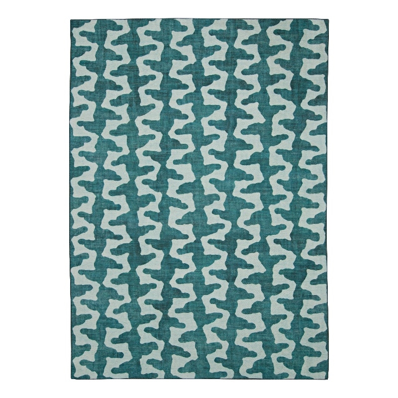Linon Indoor Outdoor Machine Washable Montane Accent 2'x3' Rug in Aqua Blue