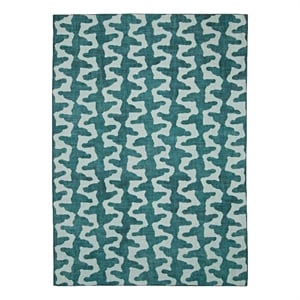 Linon Indoor Outdoor Machine Washable Montane Accent 2'x3' Rug in Aqua Blue