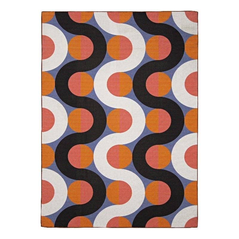 Linon Indoor Outdoor Machine Washable Adira Accent 2'x3' Rug in Orange/Pink