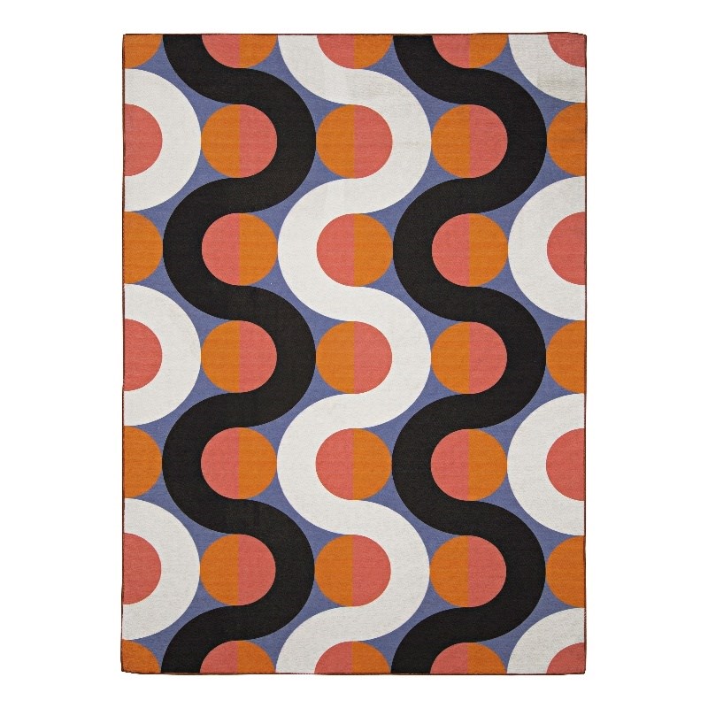 Linon Indoor Outdoor Machine Washable Adira Accent 3'x5' Rug in Orange/Pink