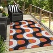 Linon Indoor Outdoor Machine Washable Adira Area 5'x7' Rug in Orange and Pink